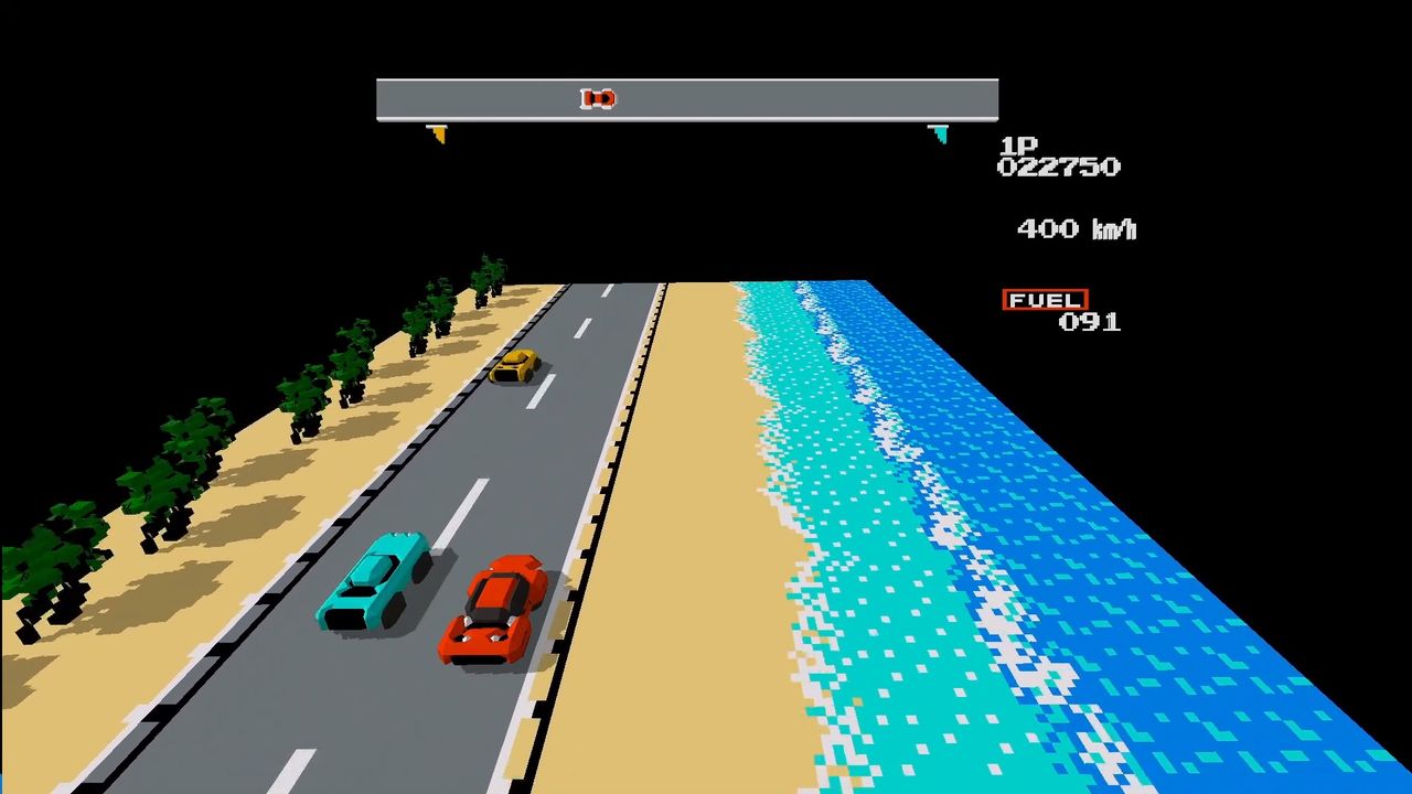 Road Fighter in 3dSen — roadside details